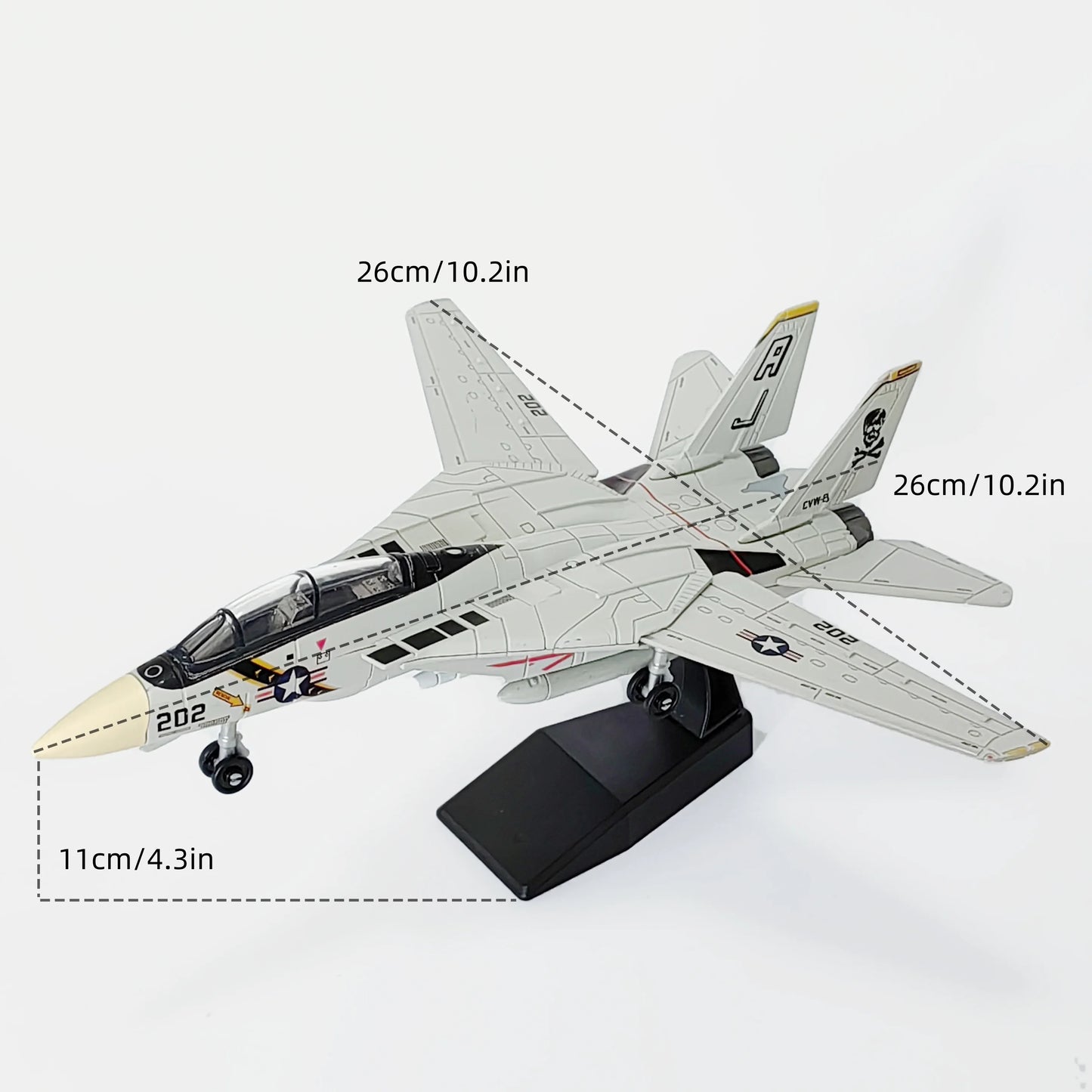 F-14 Fighter，1:72, assembled plastic airplane model (including display