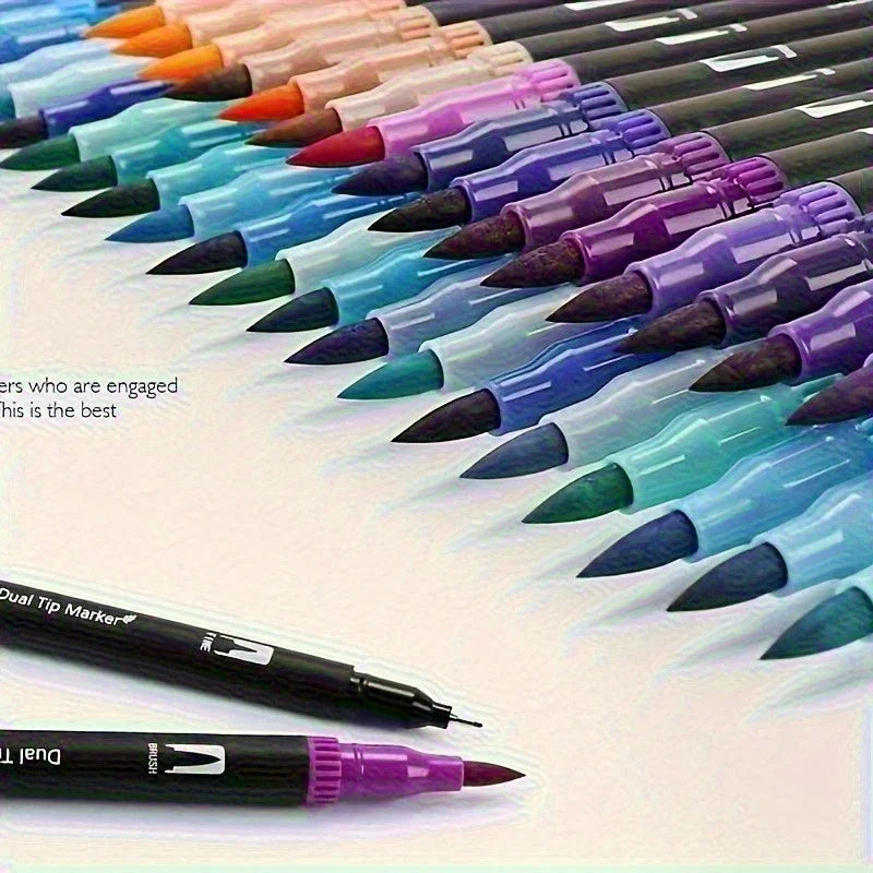 Vibrant Double-Ended Watercolor Markers – Art Set for Drawing &