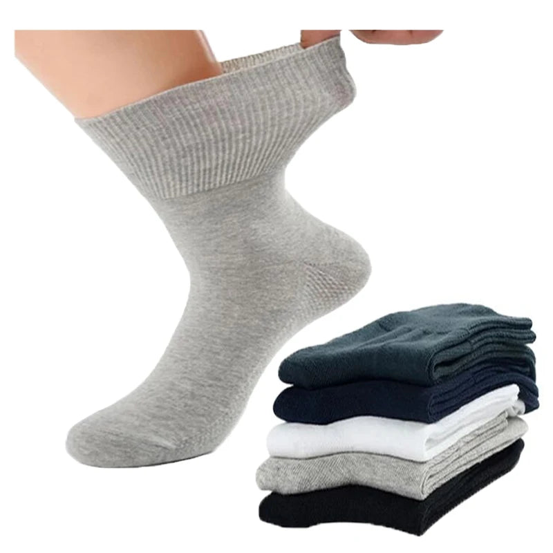 10PCS=5Pairs Loose Mouth Socks Diabetic Prevent Varicose Veins Cotton