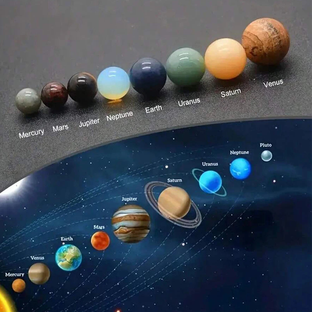 Solar System Natural Crystal Gemstones Set 9 Planets Sphere Ball Stone