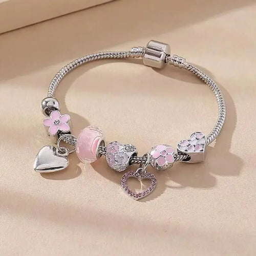 1PC Women's Fashion Multi Element Beaded Love Pan Family Bracelet