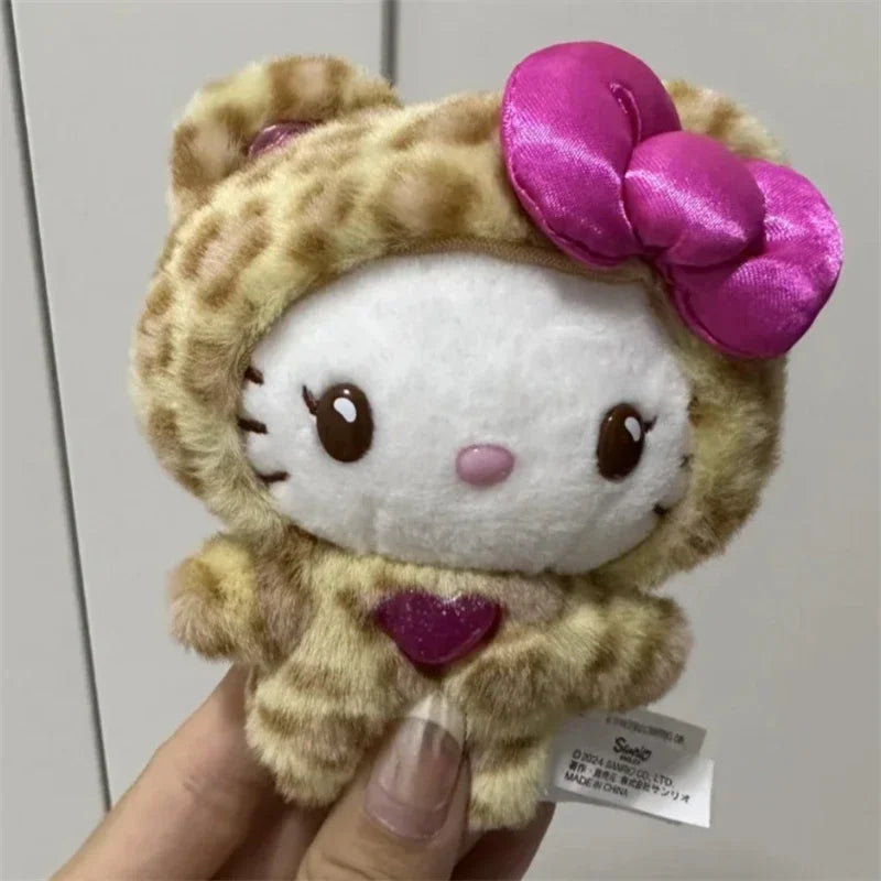 Sanrios Leopard Print Bear Series Hello Kitty Keychain Pendant Cartoon