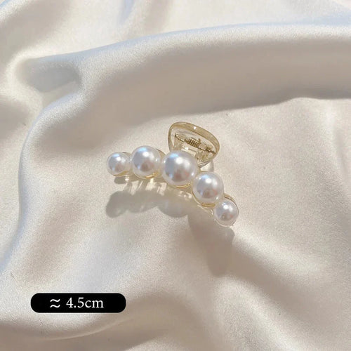 Vintage Pearl Clips Set Large Claw Korean Ponytail Big Barrettes Jaw