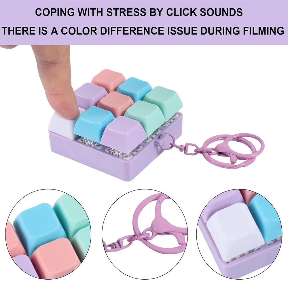 New Keyboard Fidget Toy, Fidget Clicker Keyboard Fidget Keychain,