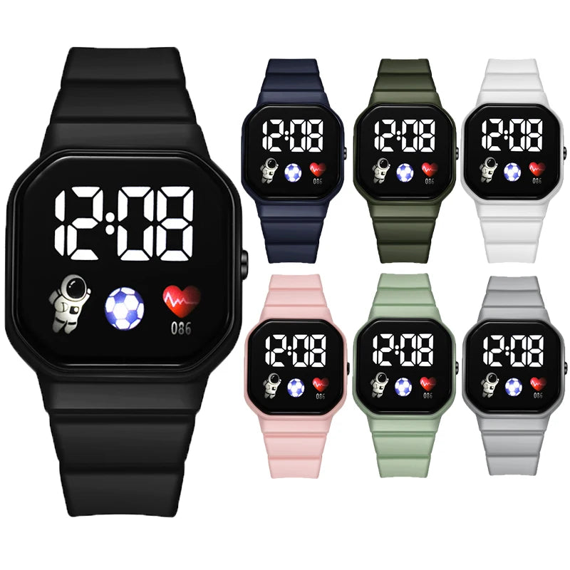 Kids Watch Sport LED Digital Watches Football Silicone Strap