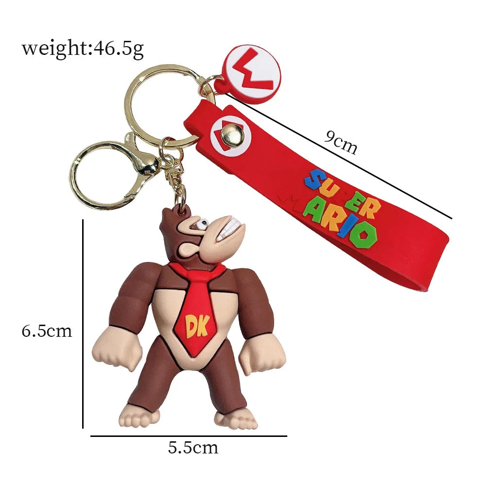 Super Mario Keychain Mario Bros Luigi Toad Yoshi Bowser Action Figure