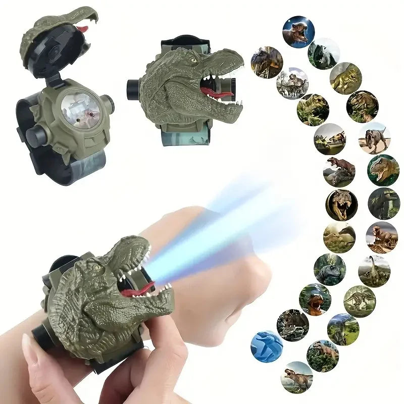 1Pc 3D Dinosaur Projection Electronic Watch for Kids - Fun Luminous