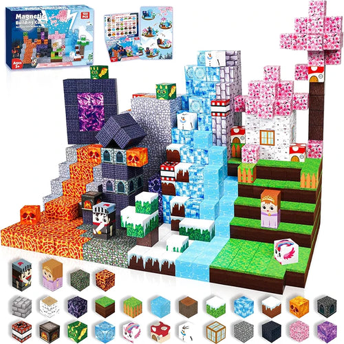 100-300pcs Magnetic Tiles Building Blocks Set,My World Figures Bricks,