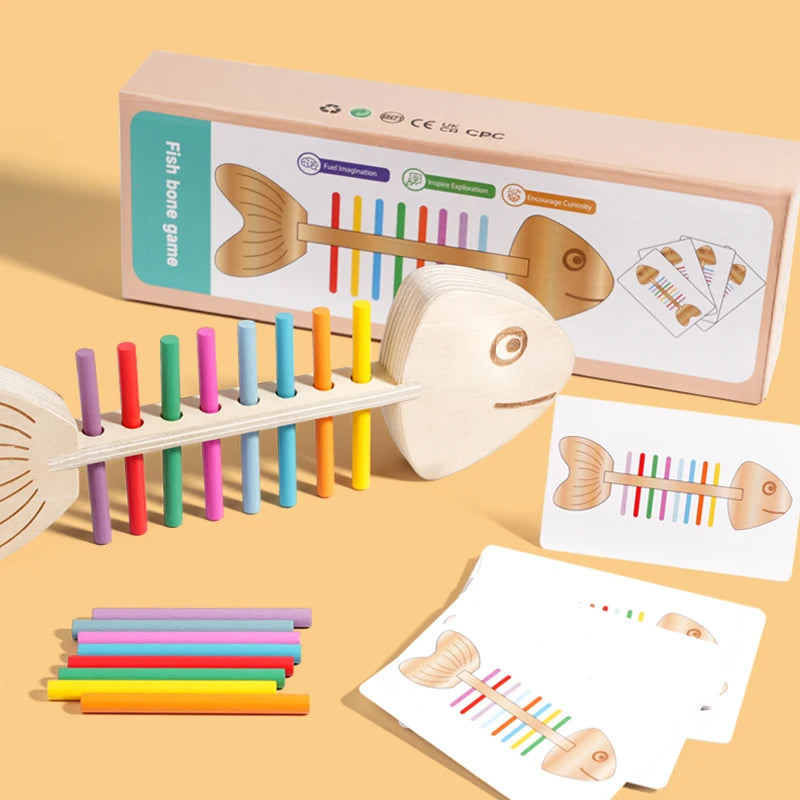 Montessori Color Matching Sensory Toys Wooden Balance Stick Fine
