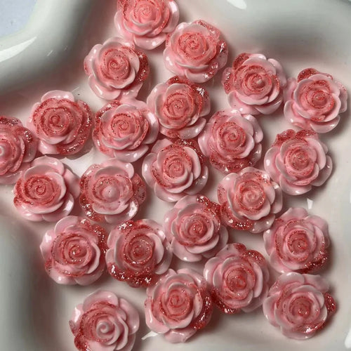 10Pcs 18mm Rose Flower Resin Accessories Cabochon Earring Hair Clip