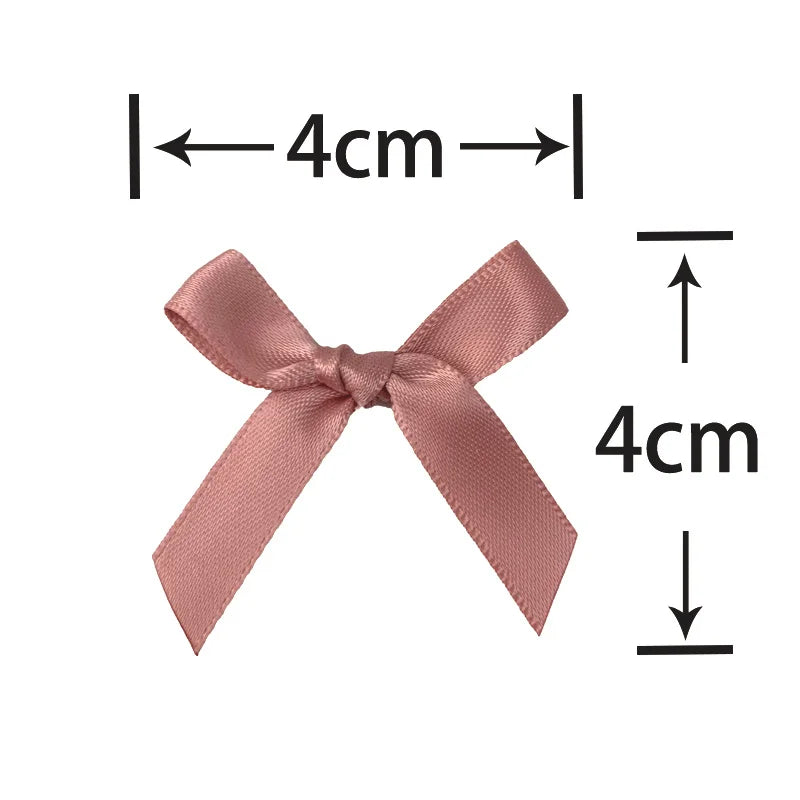 (50 Pcs) 4*4cm Colourful Ribbon Bows Small Size Polyester Satin Ribbon