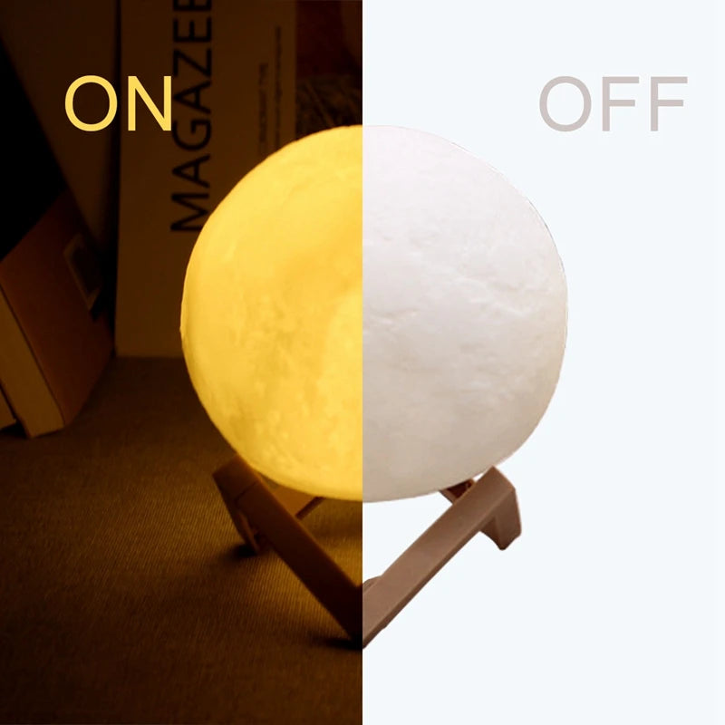 Moon Lamp LED Night Light Battery Powered With Stand Starry Lamp For