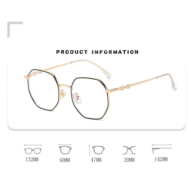 Classic Blue Light Blocking Women Glasses Frame Fashion Metal Spring