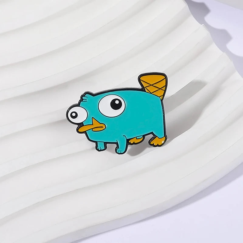 Perry The Platypus Brooch Enamel Pins Cartoon Anime Duck Role Metal