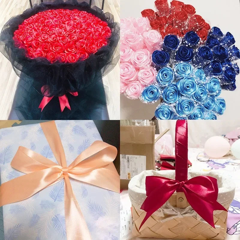25yards/Roll 40mm Satin Ribbons Crafts Bow DIY Gift Wrap Wine Red