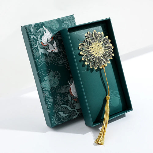 Chinese Style Handmade Book Mark Golden Rose Lotus Flower Bookmarks