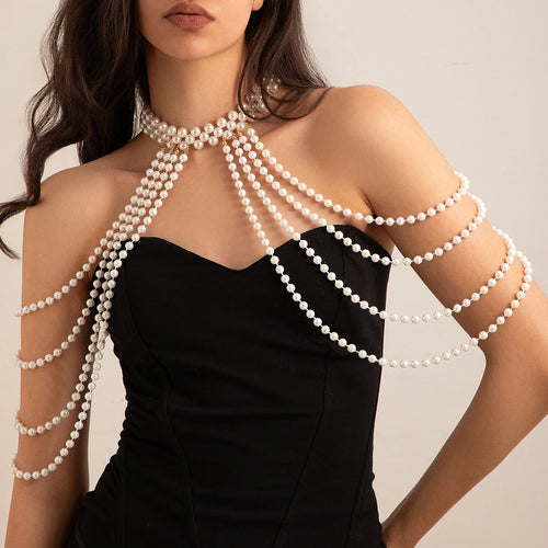 Ingemark New in 2024 Bridal Tassel Imitation Pearl Shoulder Chain