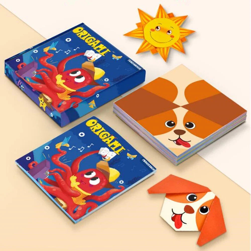 54/108Pcs Montessori Toys Cartoon Animal Origami Paper DIY Kids Craft