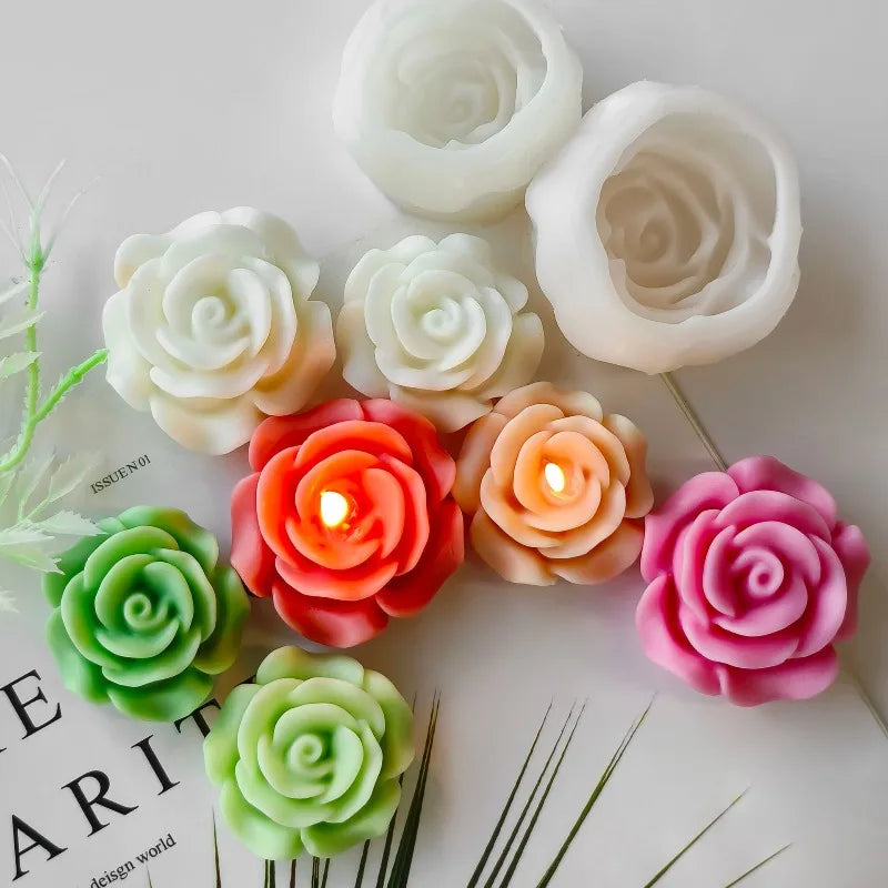 3D Mini Rose Flower Silicone Candle Mold DIY Craft Resin Gypsum Cement