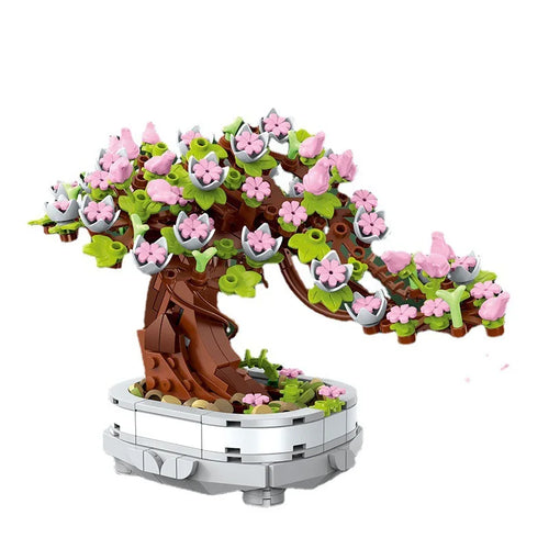 462PCS Bonsai Building Block Flower Creative Plant Cherry Blossom Tree