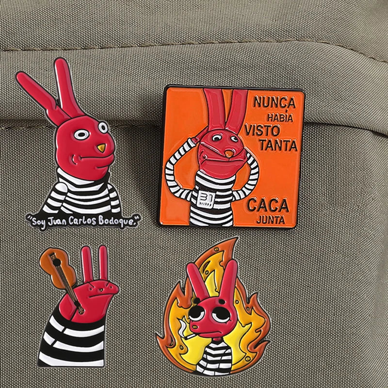 Humor Comedy Movies Character Enamel Pins Brooch Cartoon Red Eared