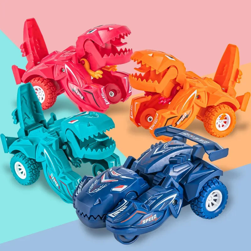 2 IN 1 Dinosaur Deformation Car Model Toy For Boys One Step Action