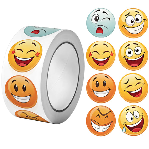 500Pcs/Roll Cute Funning Face Paste Sticker 2.5cm/1.0'' 16 Designs