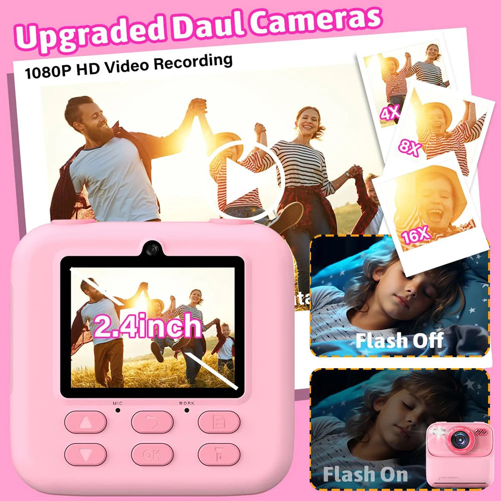 Children Digital Camera Photography Instant Camera 1080P HD Dual Lens
