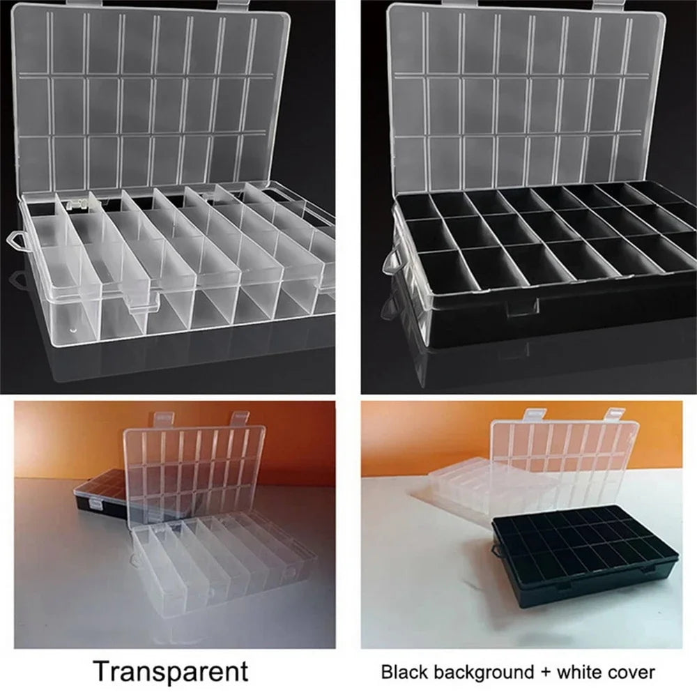 1Pack Plastic Storage Box 24 Grids Clear Plastic Organizer Box