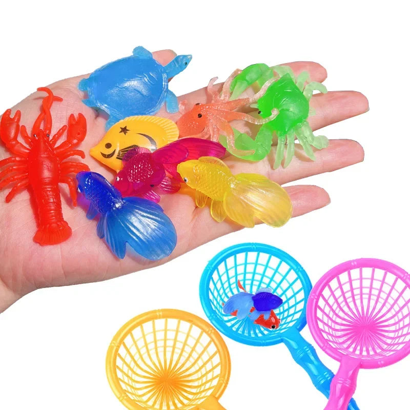 Children's 10Pcs/Set Kawaii Simulation Rubber Goldfish Baby Bath Water