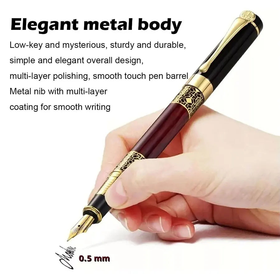 1-100Pcs/Set Retro Metal Fountain Pen Replaceable Ink Elegant Gift for