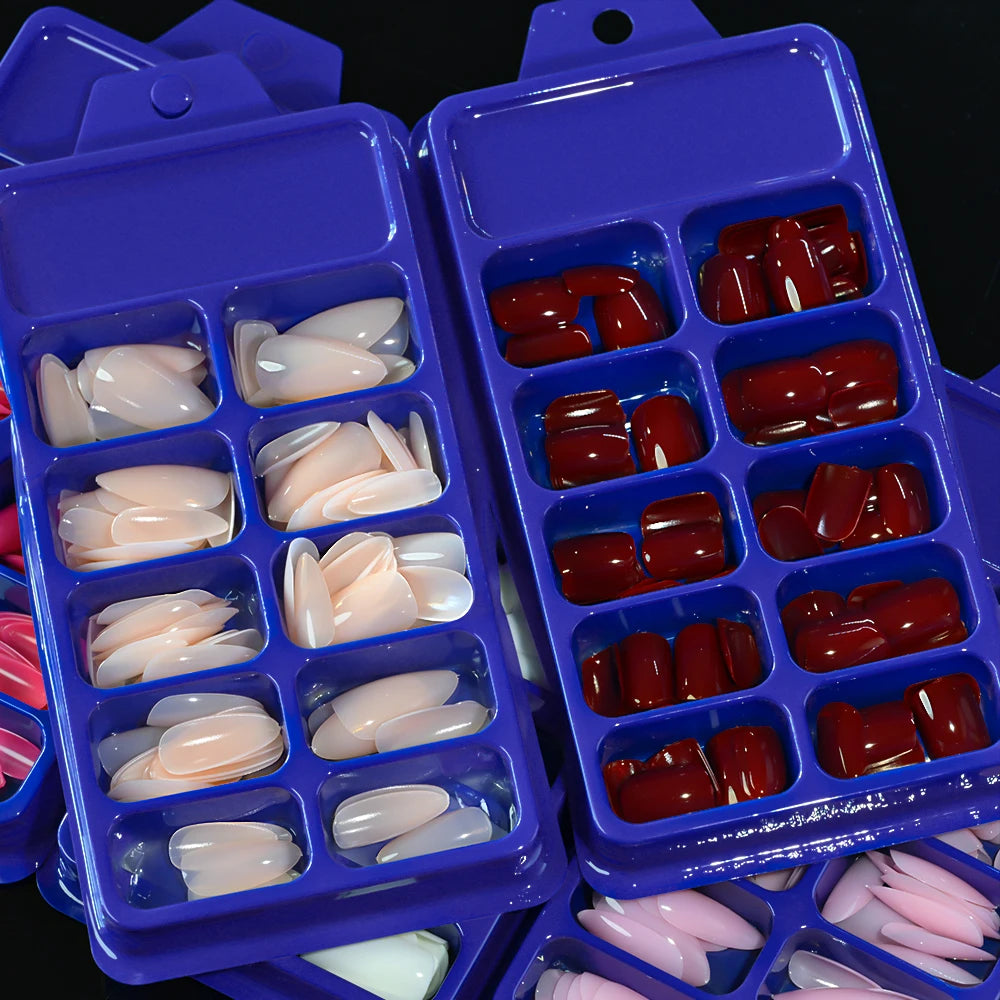 120Pcs Red Short Square Fake Nails Summer Glossy Full Cover Press on