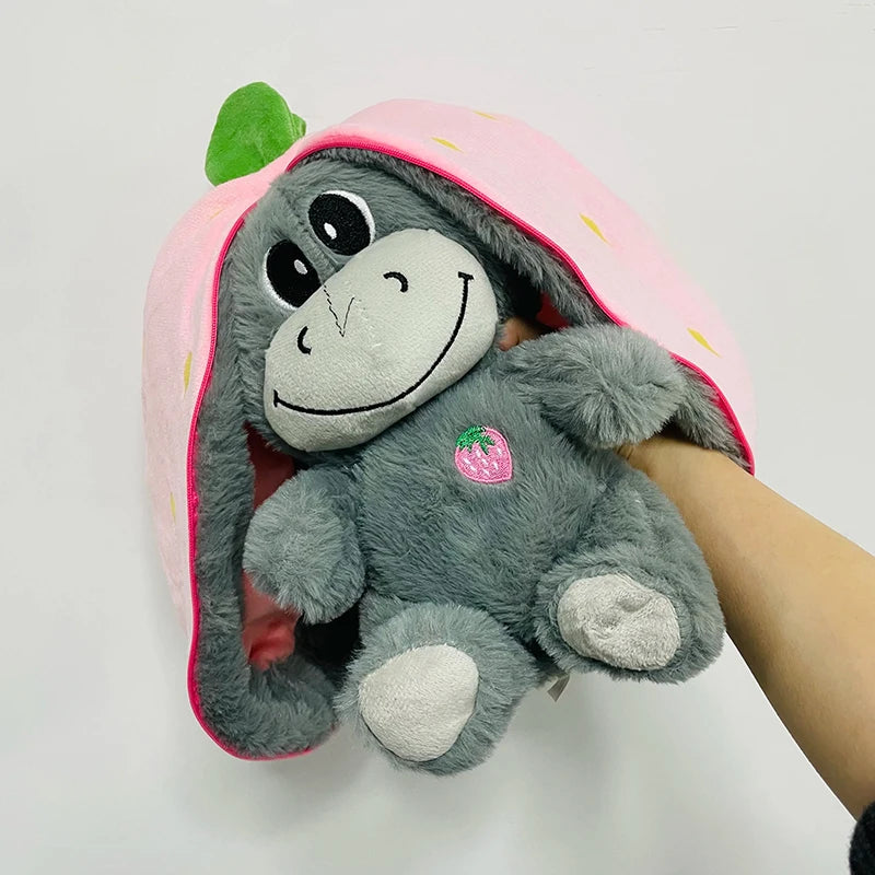 Baby Strawberry Donkey Plush Toy Stuffed Creative Into Fruit Transform