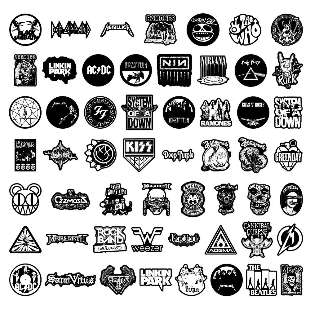 55 Pcs Rock Band Stickers - Cool Music-Themed Decals for Guitars,