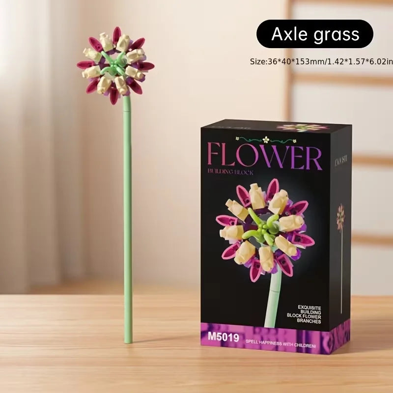 Building block flower set, DIY floral decoration kit, suitable for