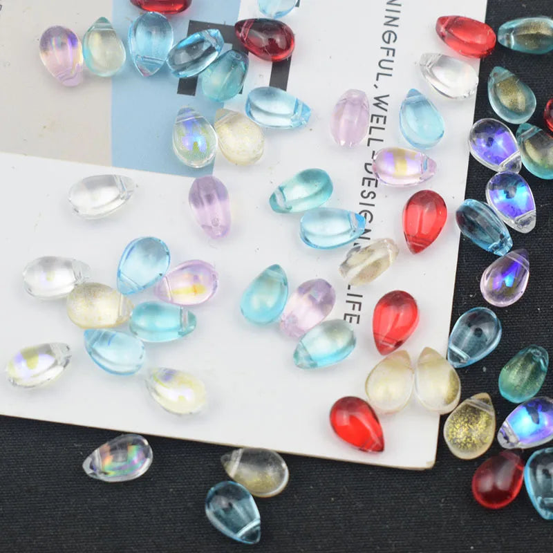 30Pcs Gradient Color 6x9mm  Water Drop Shape Beads Czech Glass Beads
