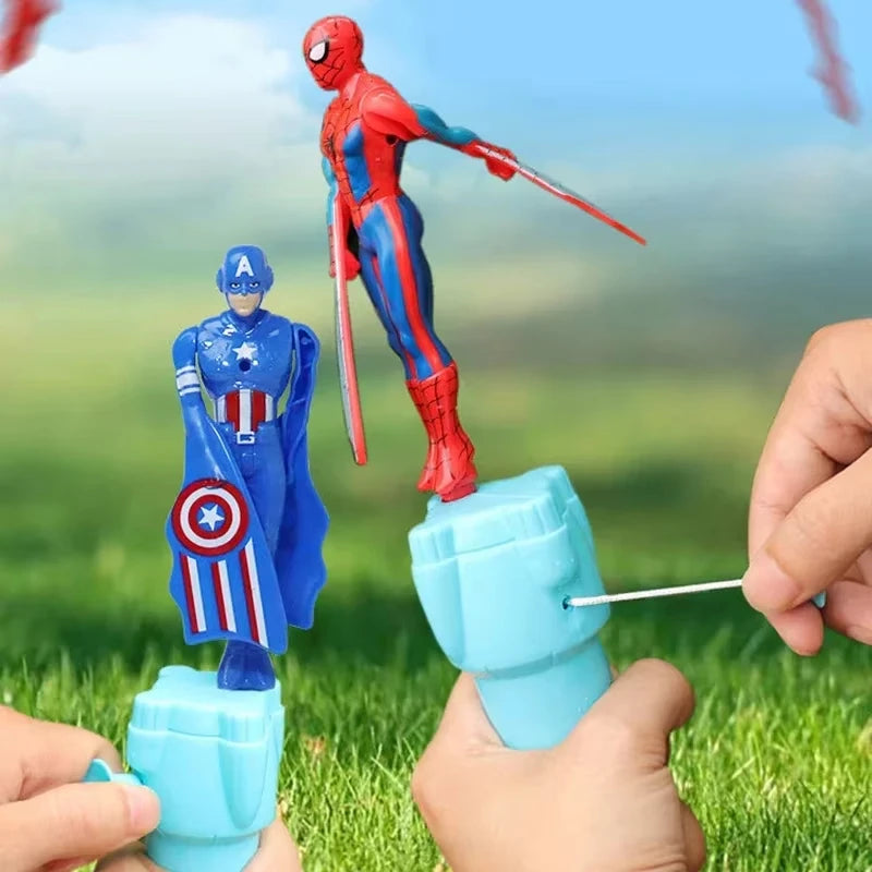 Anime Spiderman Bamboo Dragonfly Flying Toy Iron Man Captain Rotating