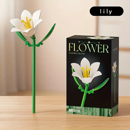 Building block flower set, DIY floral decoration kit, suitable for