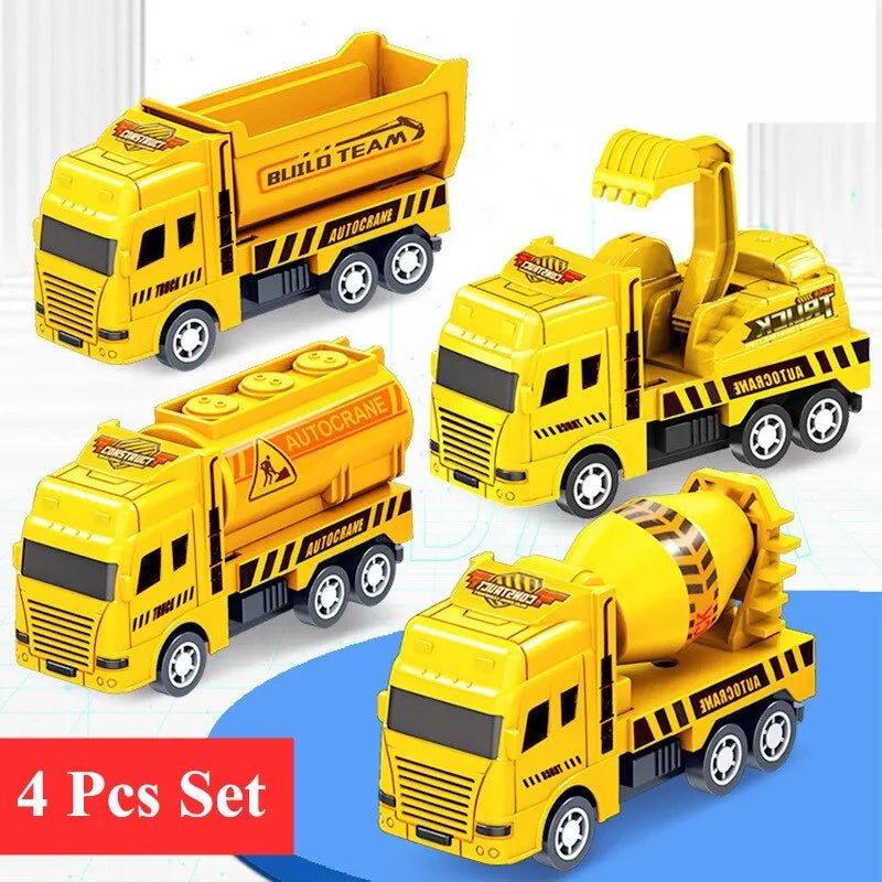 4 Pcs Educational Cars Children Kid Pull Back Toy Warrior Engineering