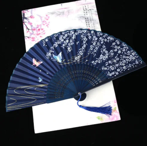 Retro Style Folding Fan Female Japanese Pattern Retro Cloth Art Craft