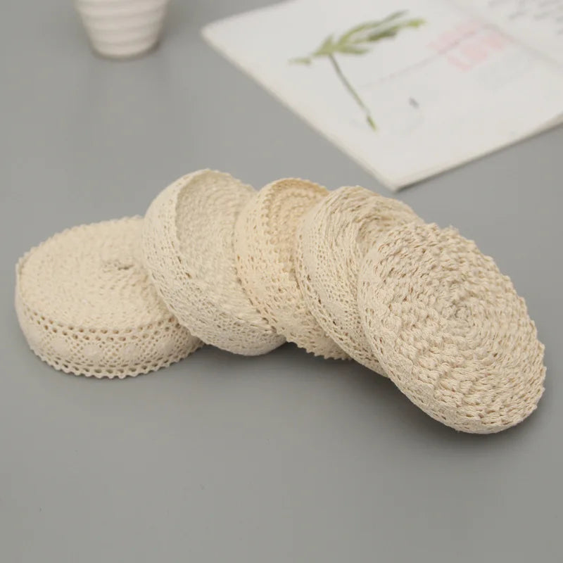 5Yards Cotton Lace Trim Ribbon Beige Sewing Trim Lace Ribbon Crochet