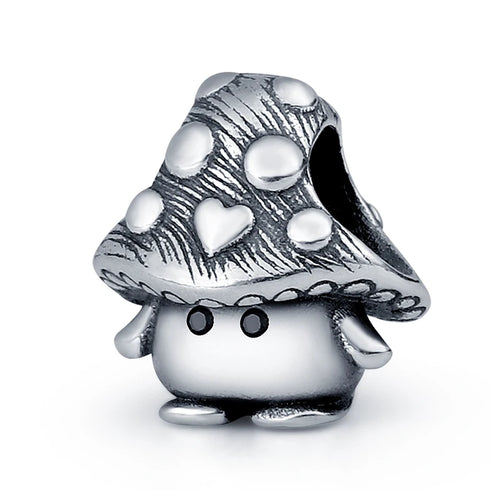 925 Silver Color Mushroom Owl Cat Bone Animal Charms Beads Fit Pandach