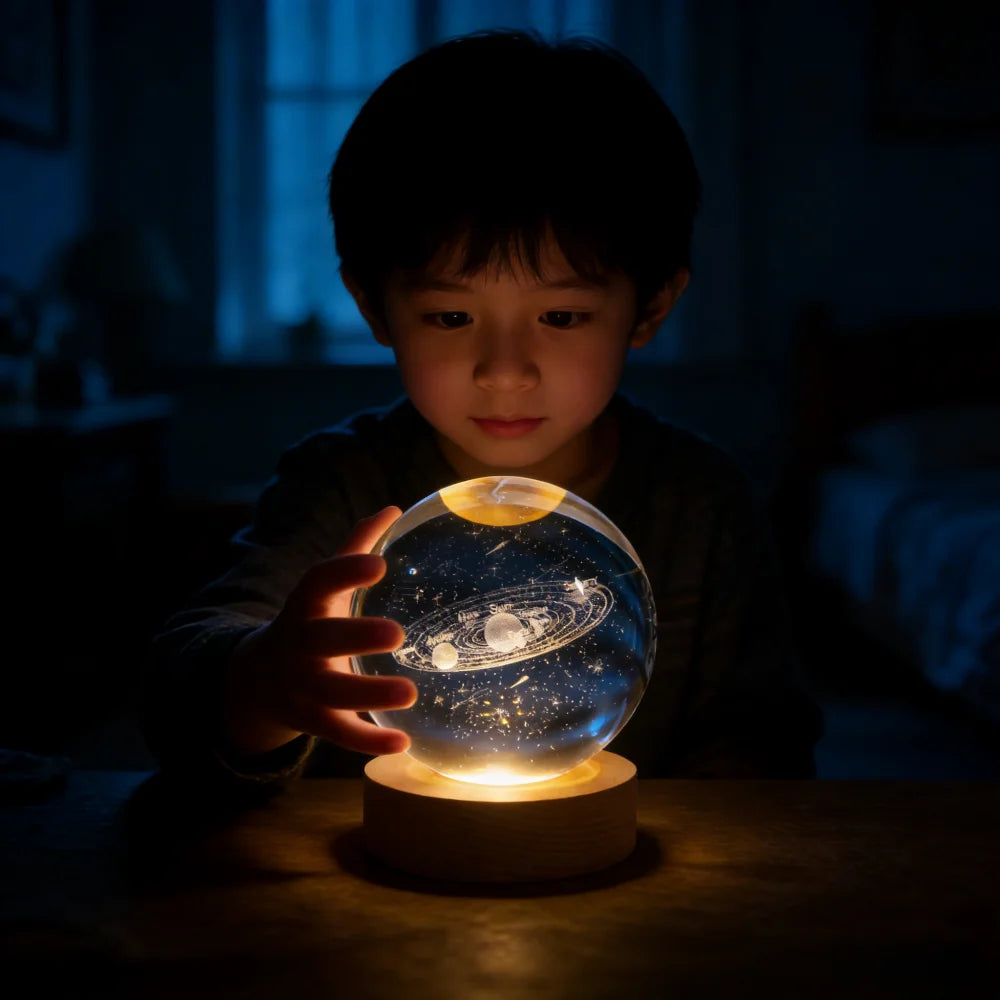 USB Unique 3D Crystal Ball Night Light Led Lamp Bedside Table Glowing