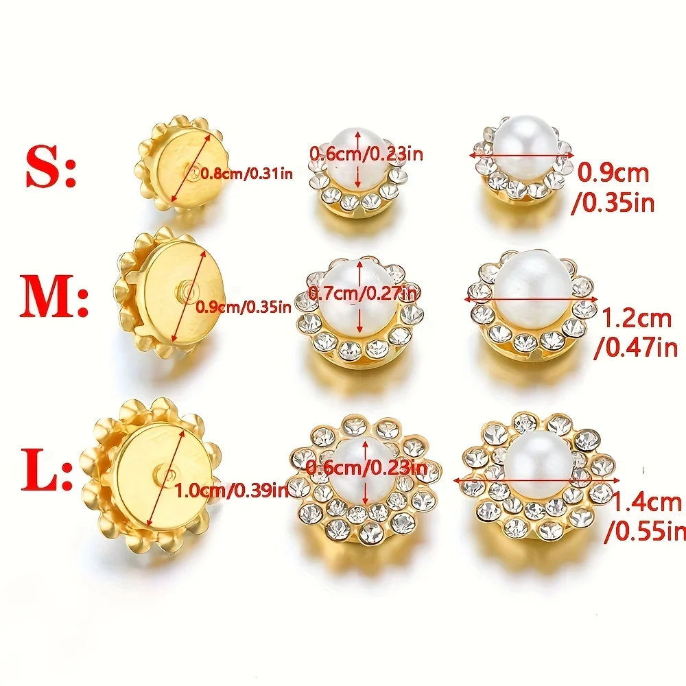 50pcs Gold & Silver Rhinestone Pearl Sewing Beads — Sparkly & Elegant