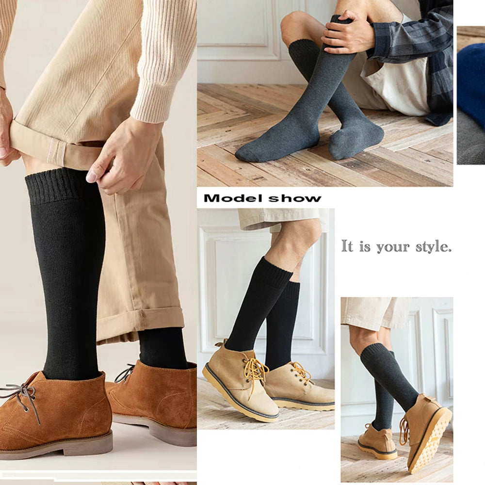 Winter Men's Knee Long Socks Wool Keep Warm Longer Stocking