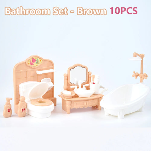 24Pcs Style Brown Miniature DollhouseFurniture Accessory Kids Toy Cute