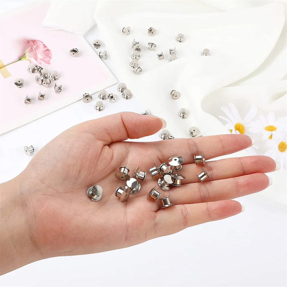 10/30/50pcs Safety Brooch Lock Metal Pins Back Keeper Caps Clasps For