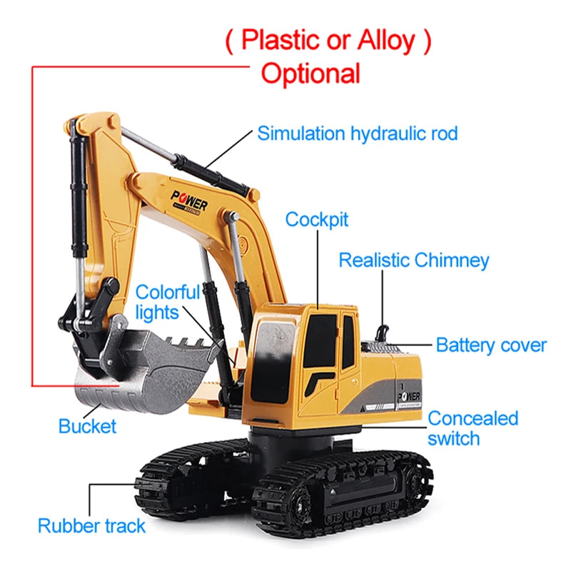 RC Excavator 2.4Ghz 6 Channel 1:24 RC Engineering Car Alloy And