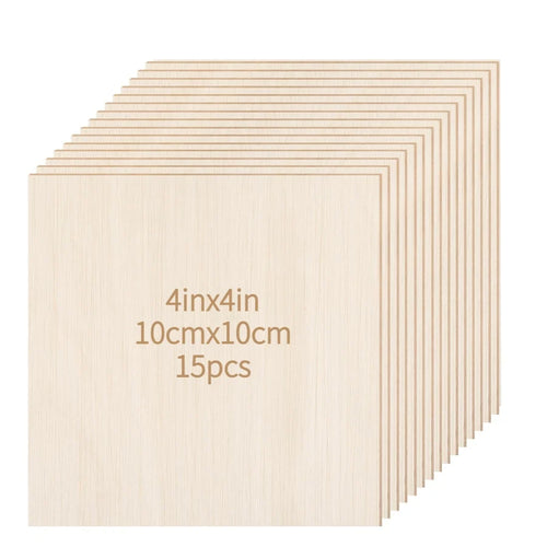 Wood Square 4x4cm Blank Wood Sheet for Crafts, Thin Unfinished Wood