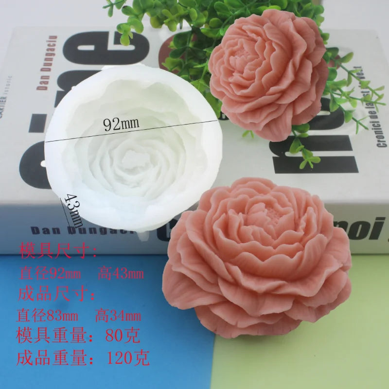 Large Peony Flower Silicone Candle Mold Diy Handmade 3D Rose Candle